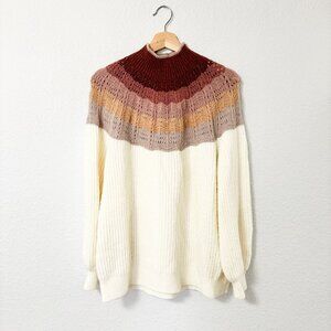 Maurice's Cream Mock Neck Sweater w/ Ombre Design Size 1X